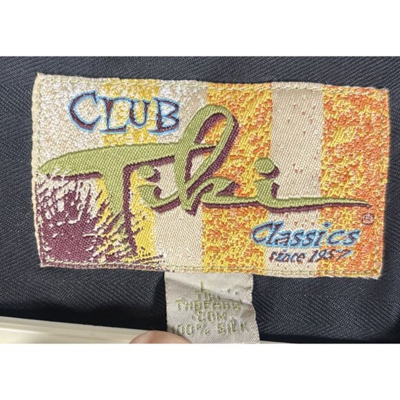 Club Tiki Button Down Shirt Men’s Size L Black Silk Hawaiian Pinup Embroidery - Picture 6 of 12